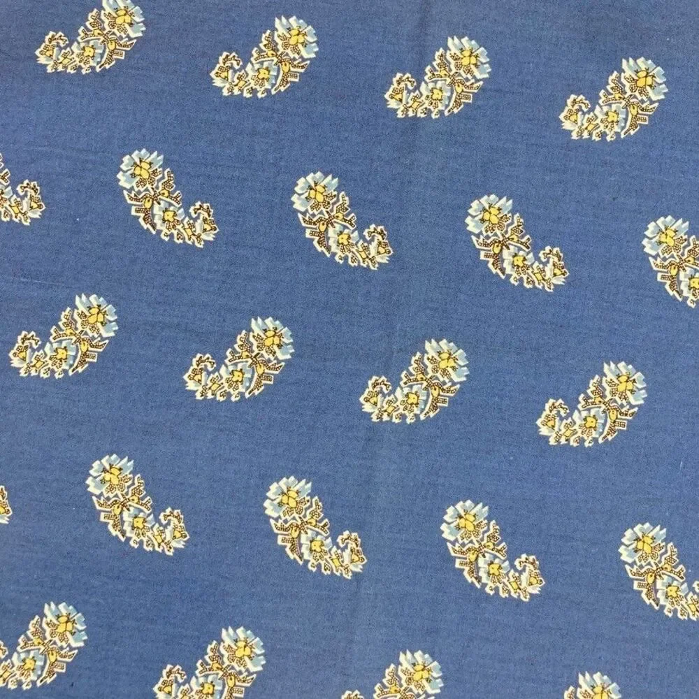Williams Sonoma Paisley Floral Blue Yellow Set of 2 Cotton‎ Napkins 20x20in